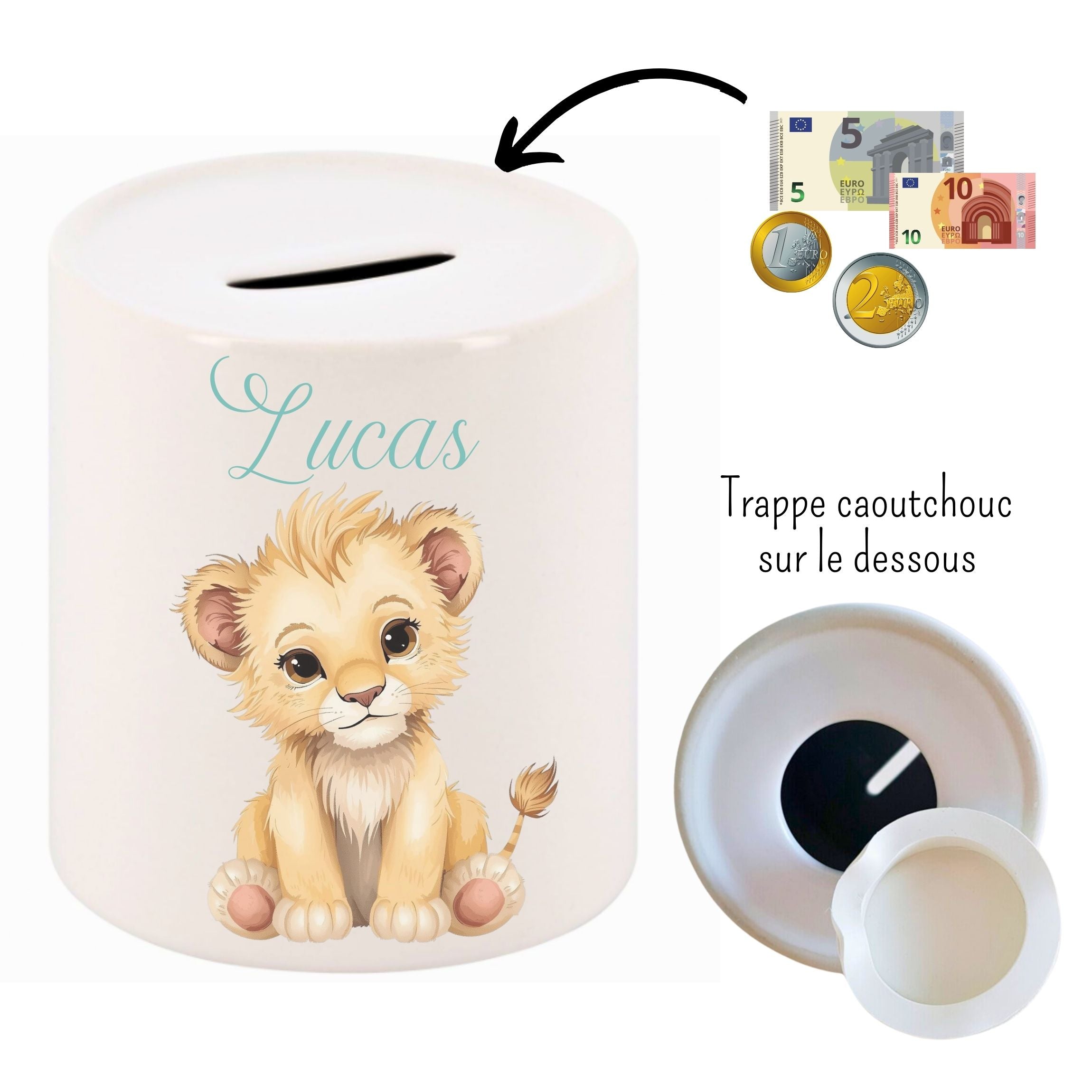 Tirelire personnalisée bébé lion