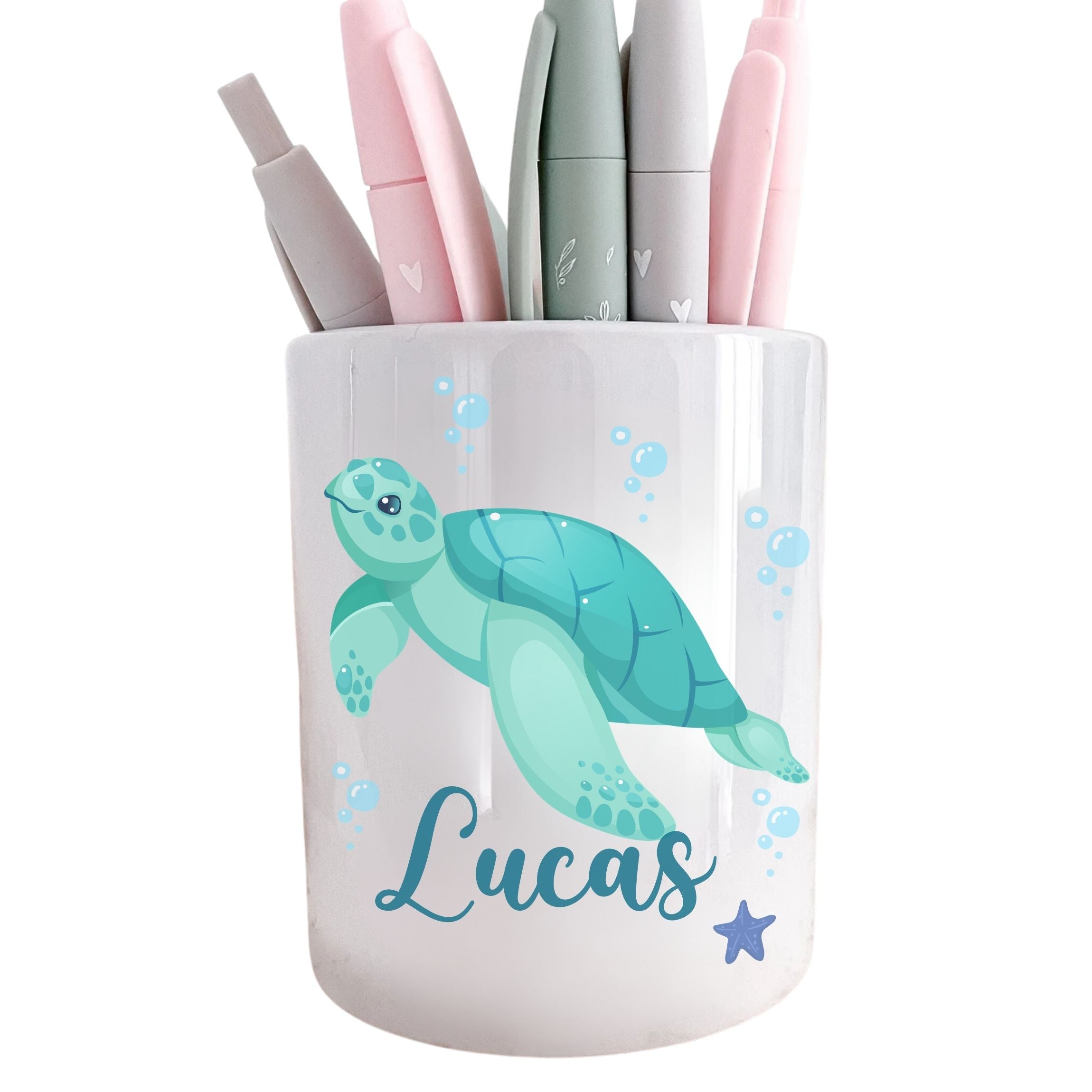 Pot à crayons enfant personnalisé Tortue de mer