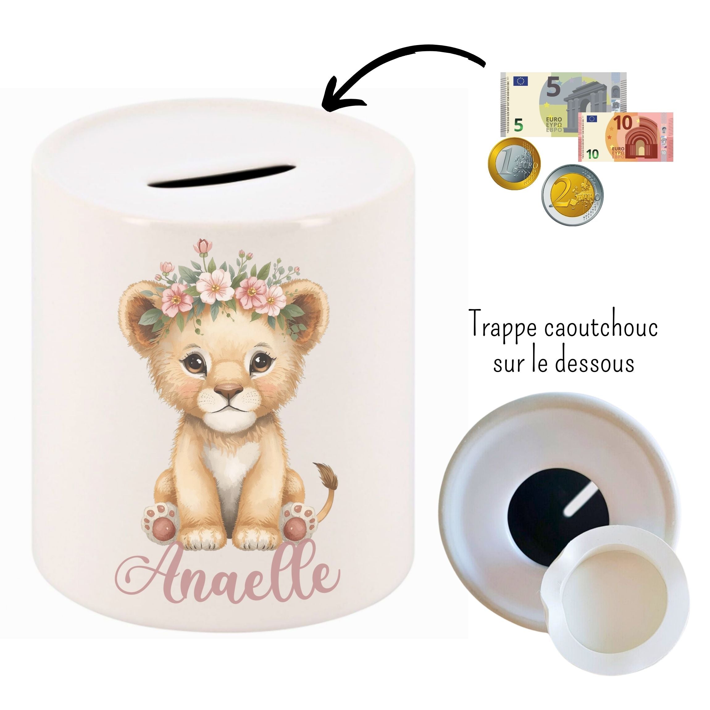 Tirelire personnalisée bébé lion