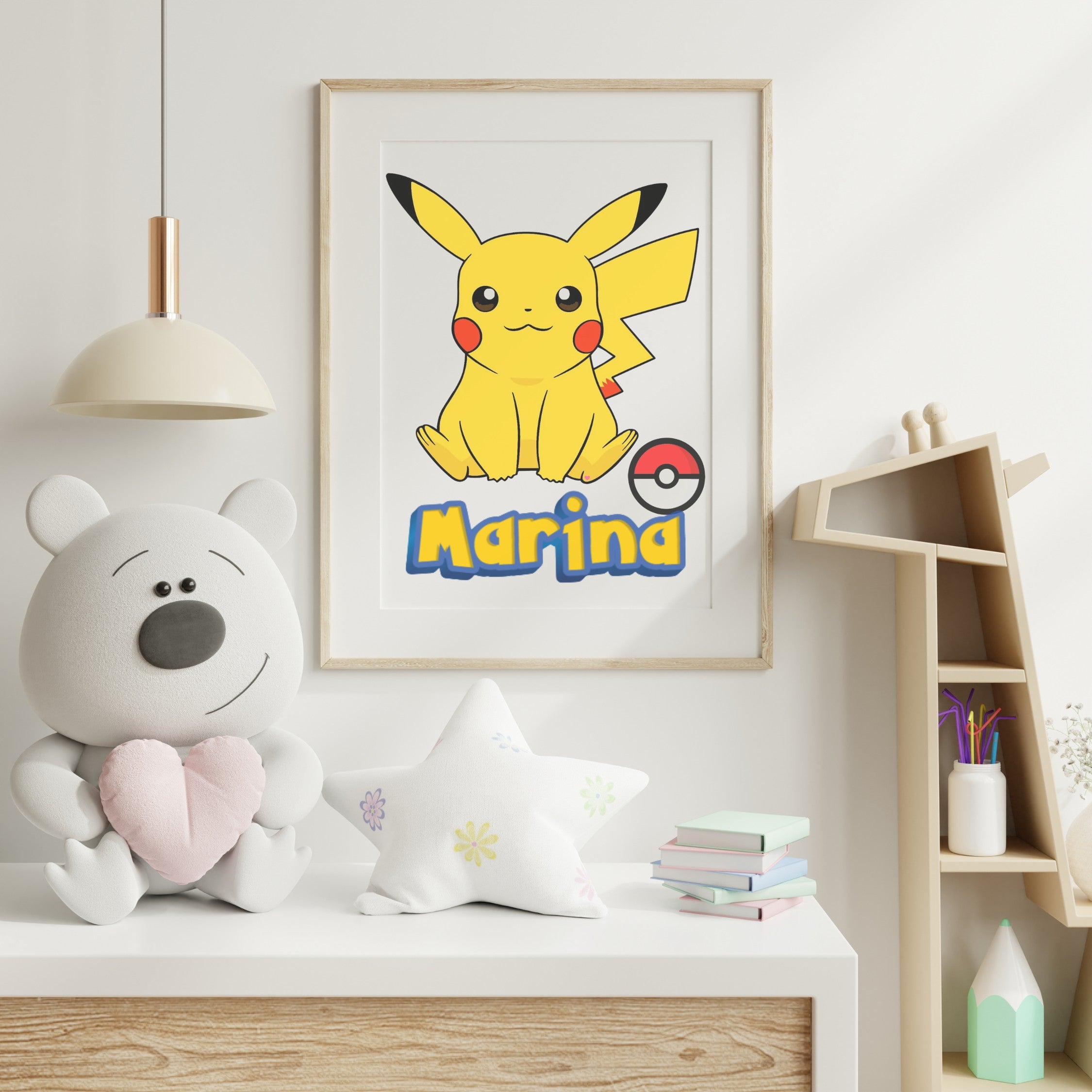 affiche pokemon pikachu prenom