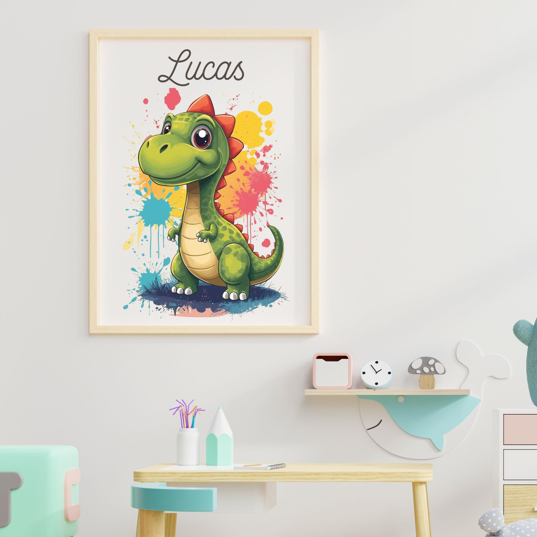 affiche dinosaure personnalise prenom
