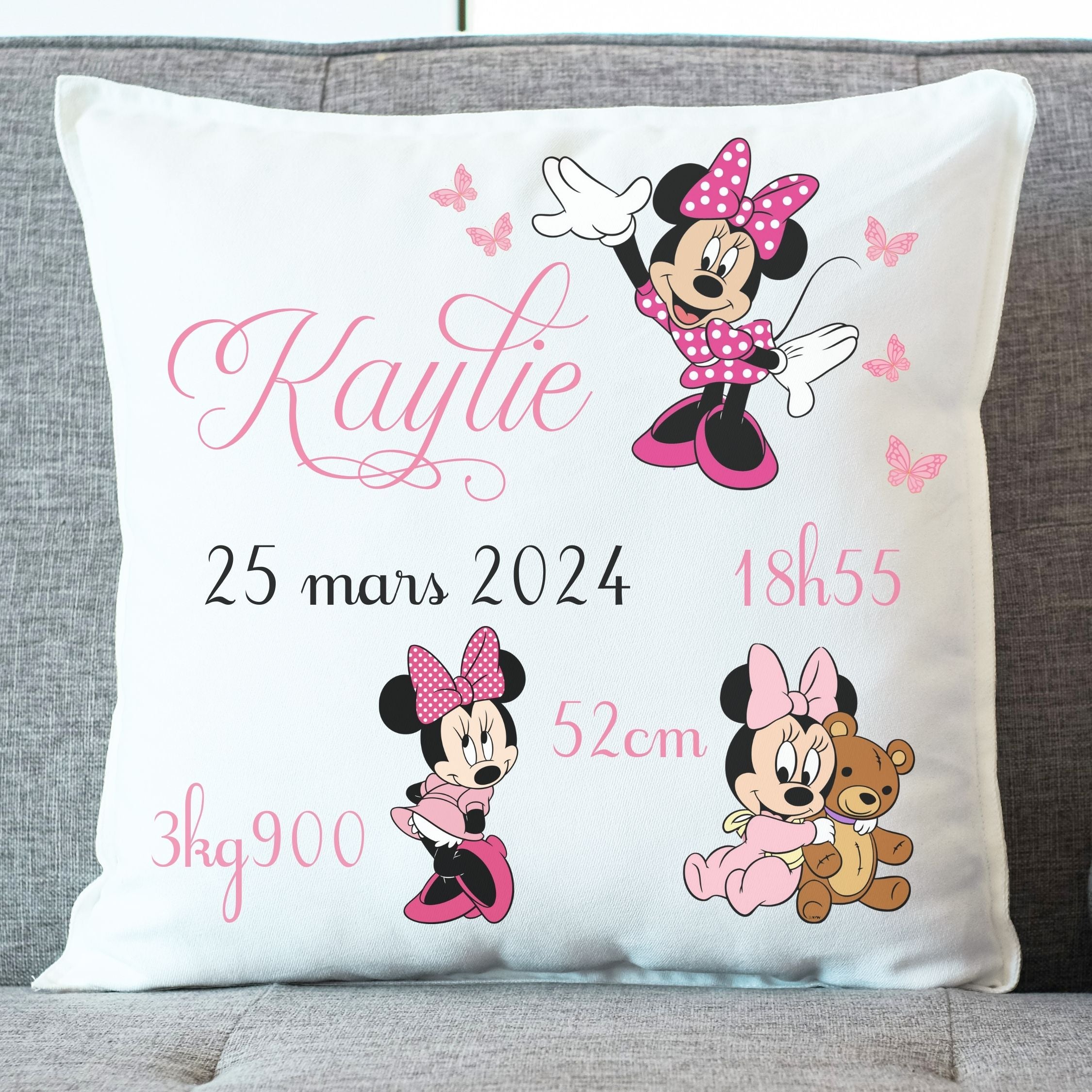 coussin minnie naissance personnalise