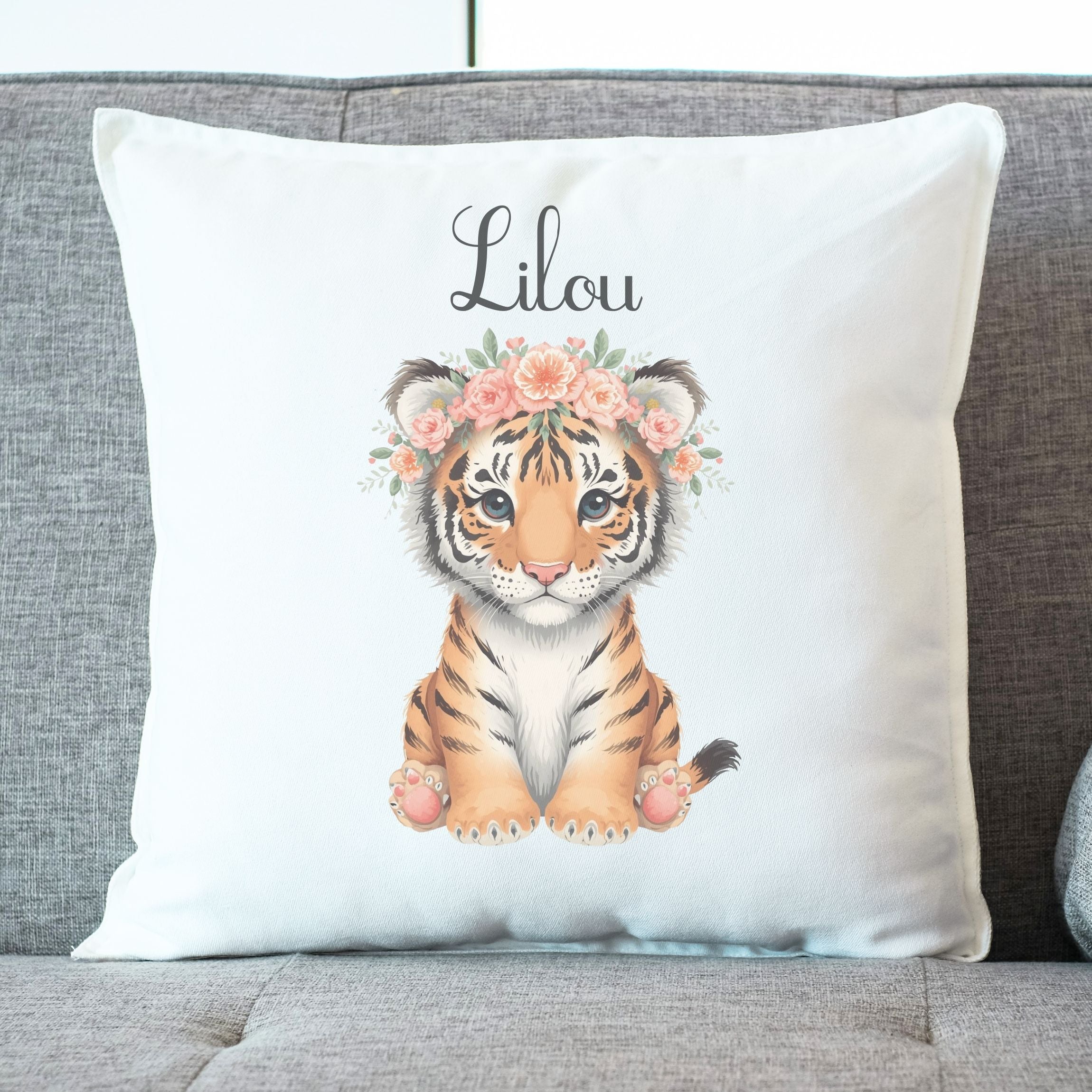Coussin enfant personnalisé tigre