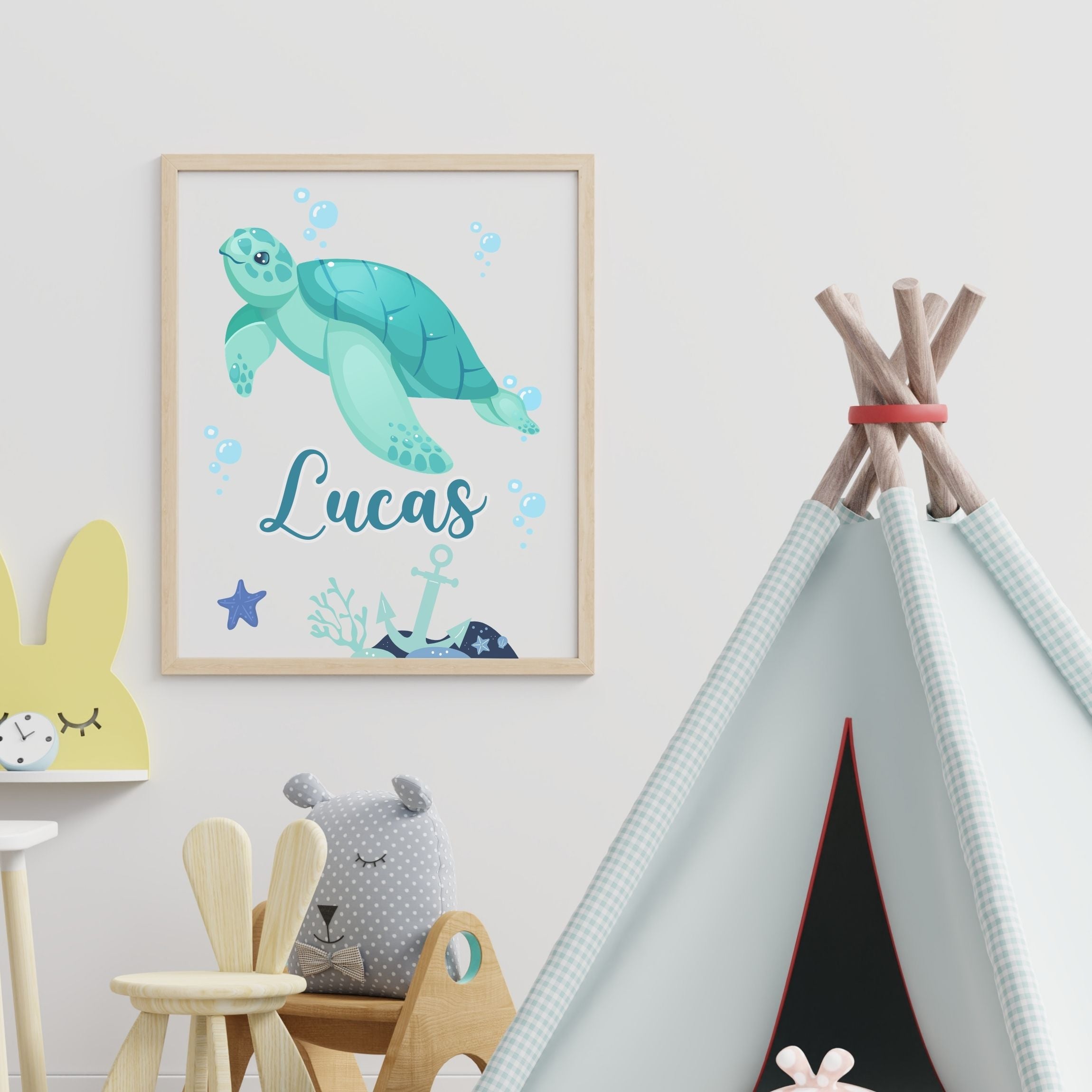Affiche enfant personnalisée Tortue de mer