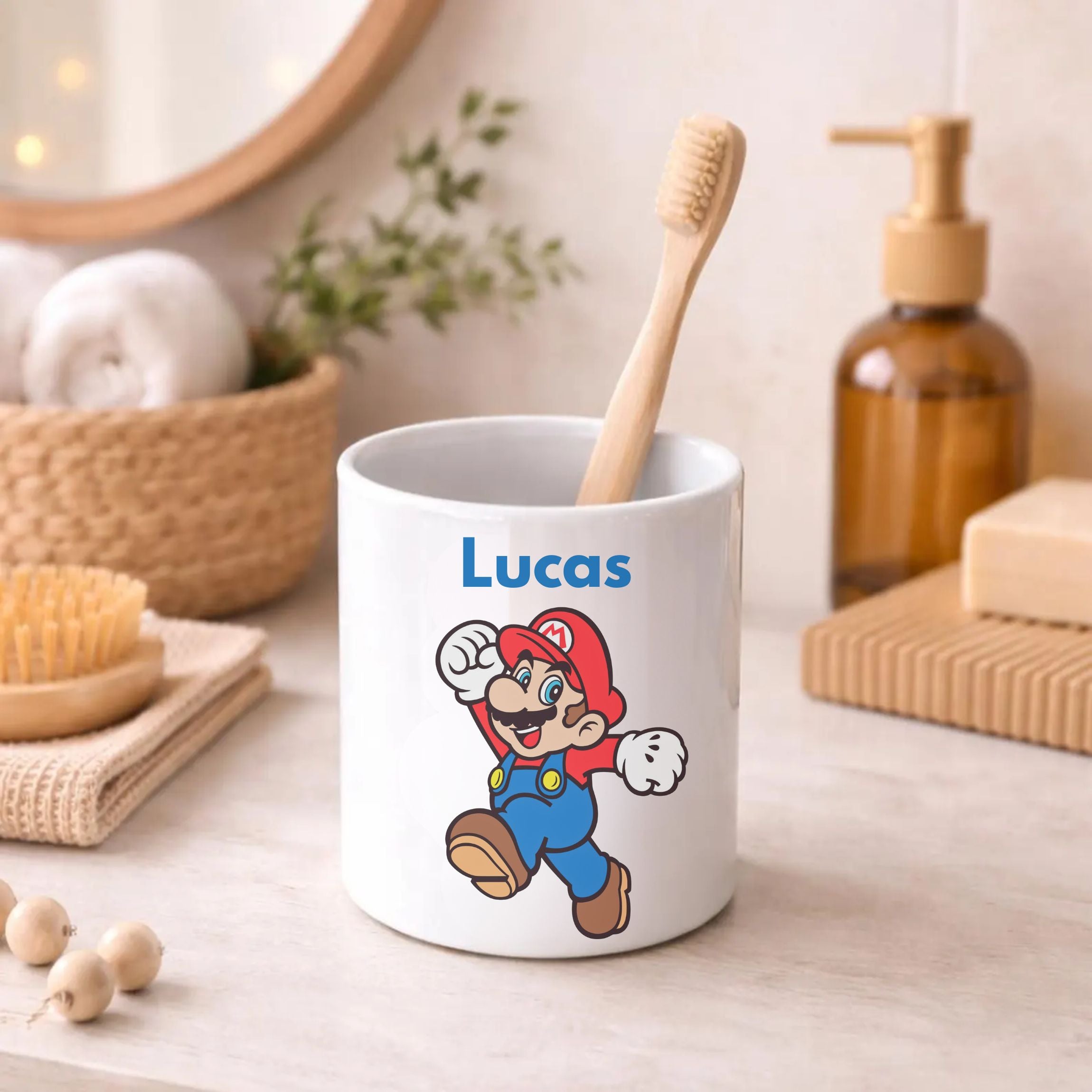Pot à crayons enfant personnalisé Mario