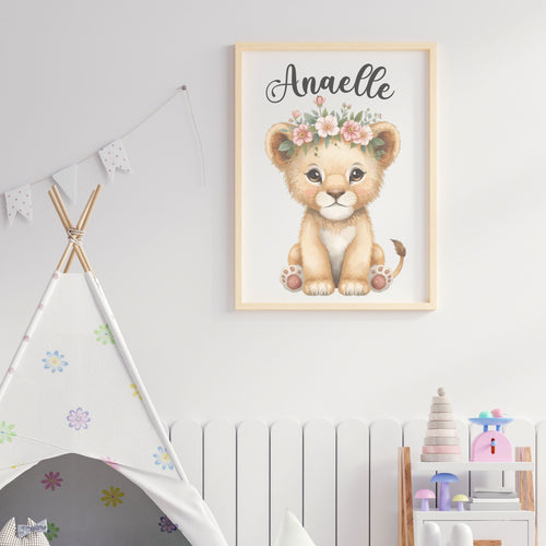 Affiche enfant personnalisée lion
