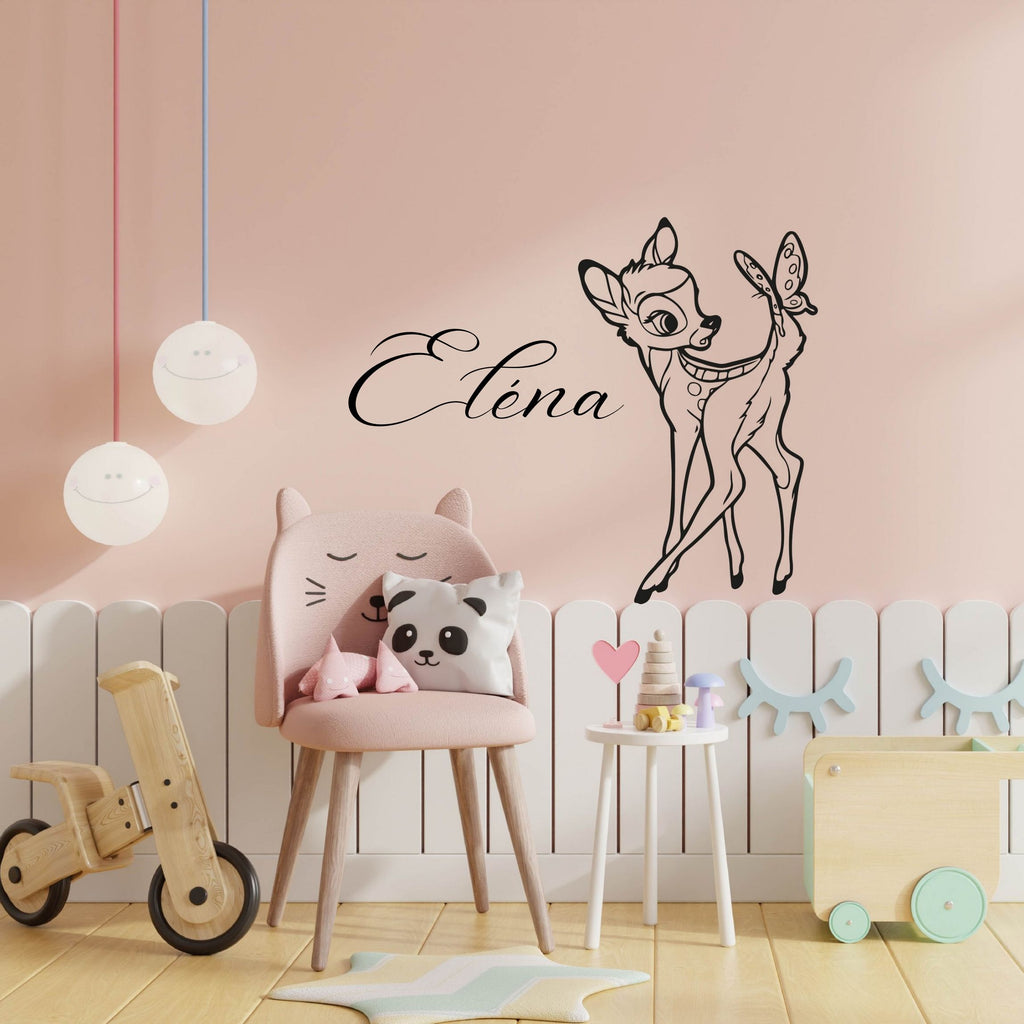 sticker bambi prenom decoration murale enfant