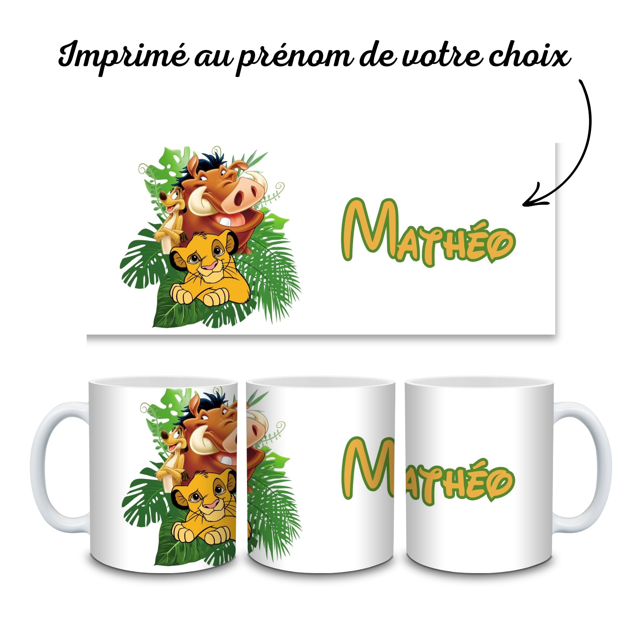 mug roi lion enfant personnalise