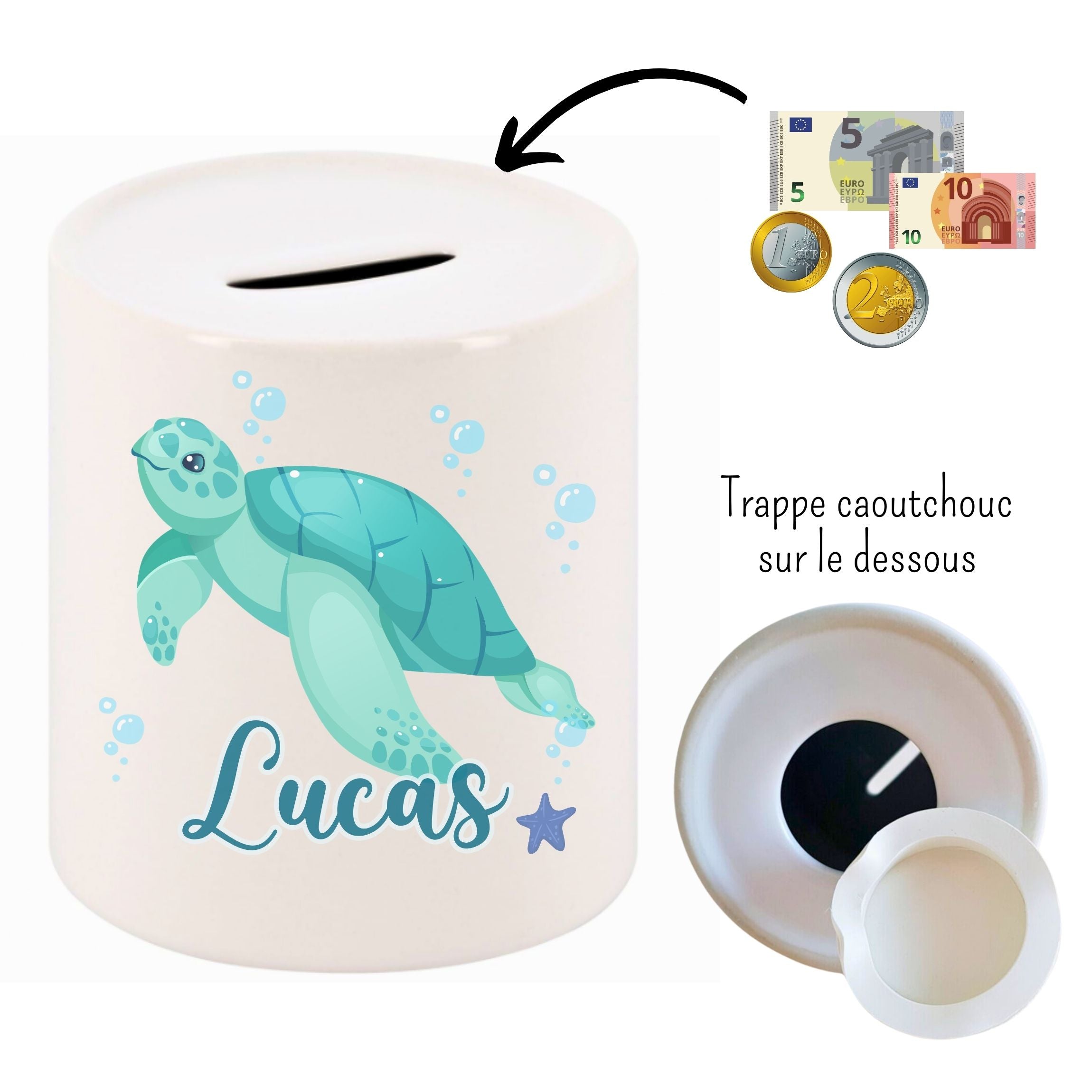 Tirelire enfant personnalisée Tortue de mer